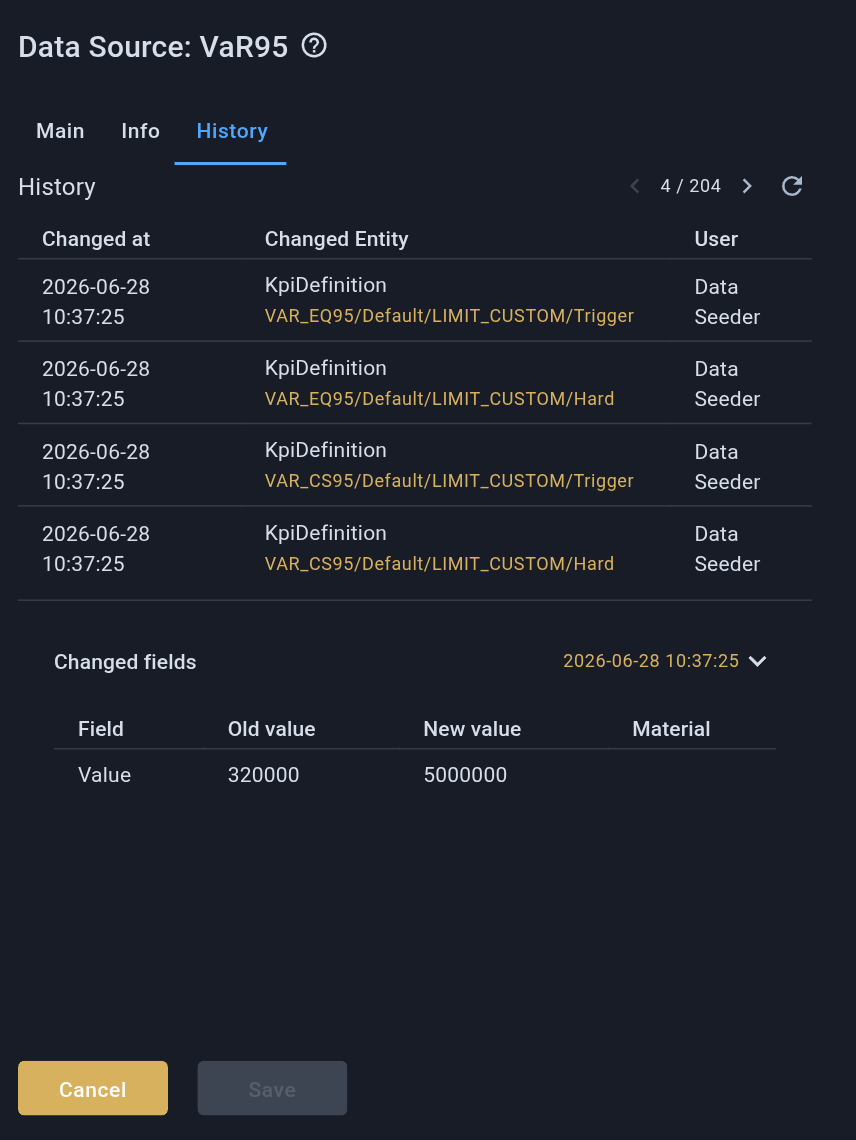 Limit update change history preview