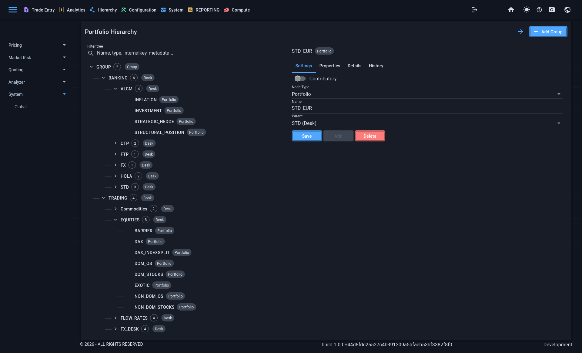 Portfolio hierarchy preview